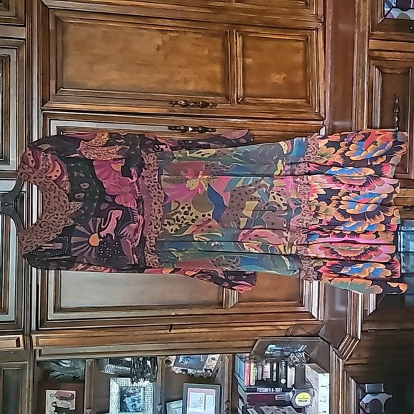 FARM RIO Jungle Animal Print Tiered Ruffle Bottom Maxi Dress! Sz. L, NWOT! - Picture 3 of 5